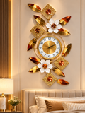 Luxury Golden & Copper Floral Wall Clock – Modern Metal Decorative Wall Art