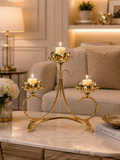 Luxury 3-Piece Crystal Lotus Candle Holder – Gold Decorative Candle Stand for Home & Dining Decor
