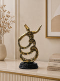 Abstract Golden Whirling Dervish Sculpture | Modern Resin Sufi Dancer Showpiece | Islamic Home Décor Statue