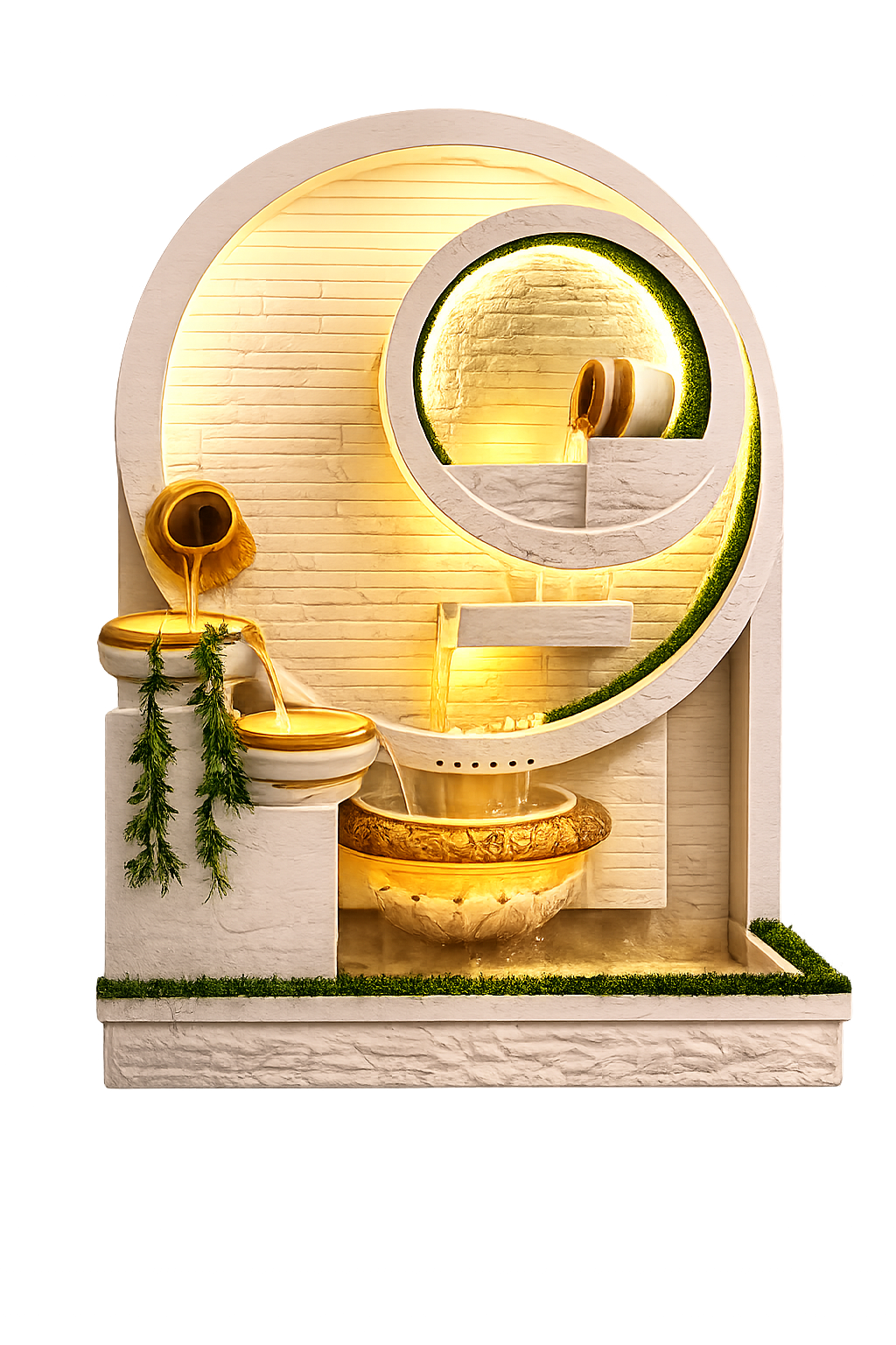 Luxury Modern LED Indoor & Outdoor Water Fountain – Decorative Circular Waterfall Feature