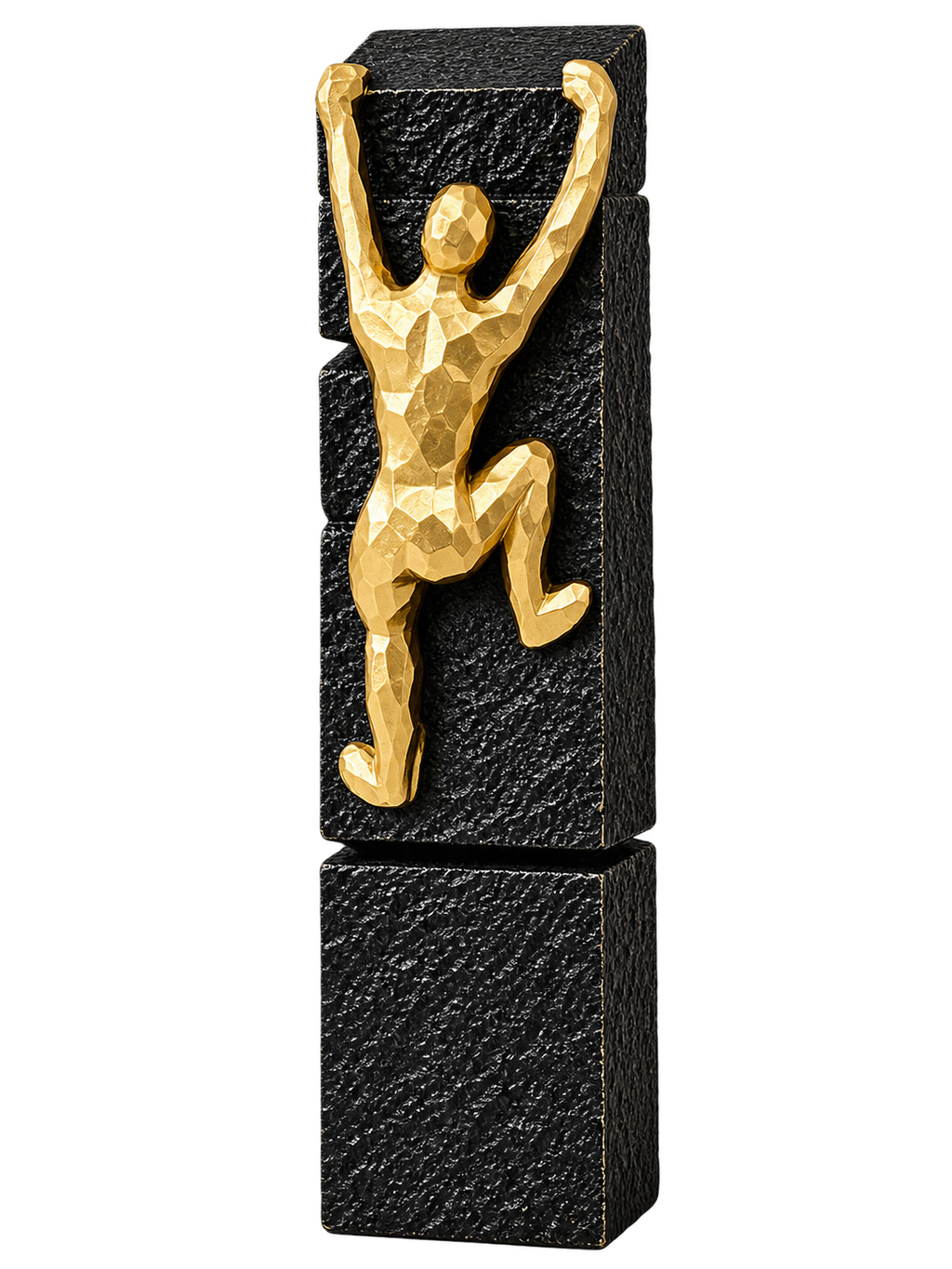 Luxury Golden Climbing Man Sculpture on Black Textured Base – Modern Decorative Showpiece