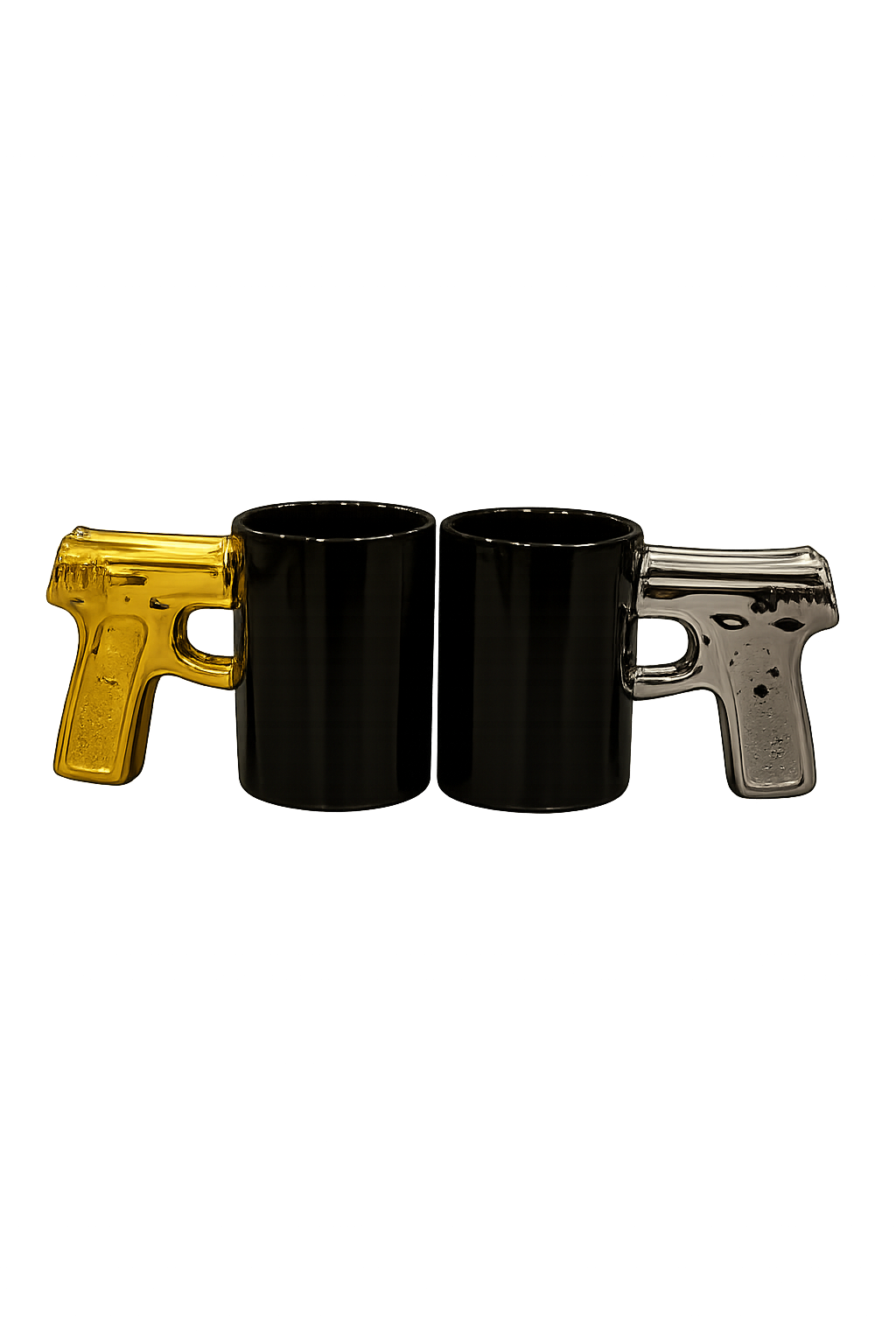 3D Metallic Handgun Handle Ceramic Coffee Mug – Sleek Black Tea Cup
