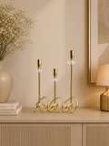 Luxury Gold Spiral Taper Candle Holder Set – Modern Metal Decorative Candle Stand (Set of 3)