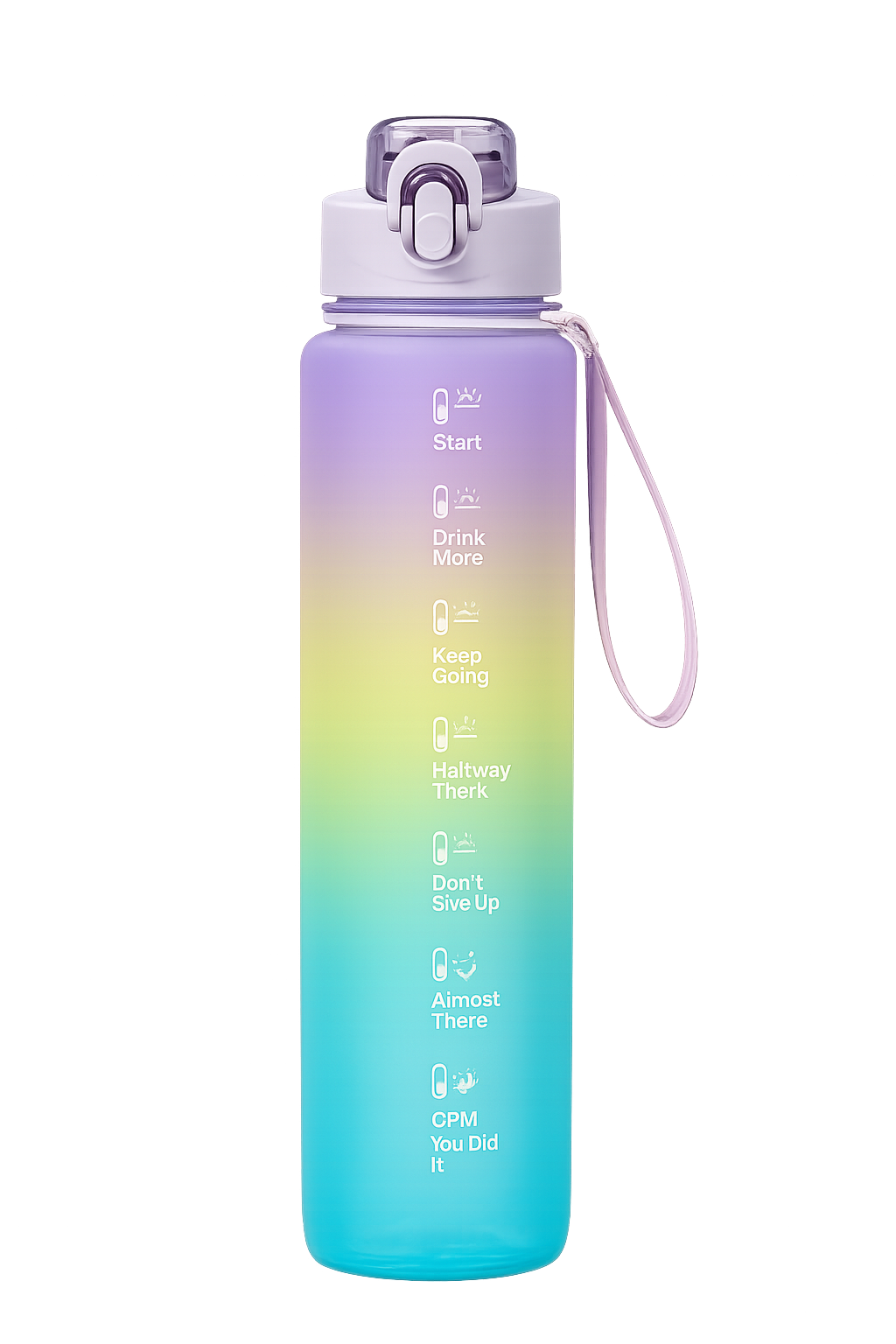 Motivational Gradient Water Bottle with Time Marker – 1L Leakproof Tritan Sports Bottle