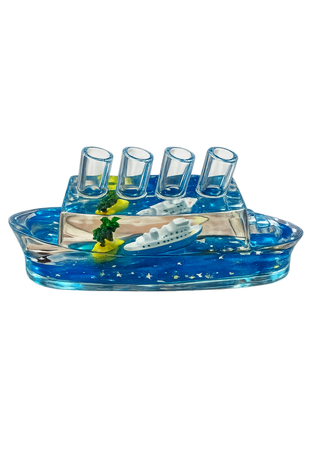 Cruise Ship Liquid Wave Pen Holder and Paperweight
