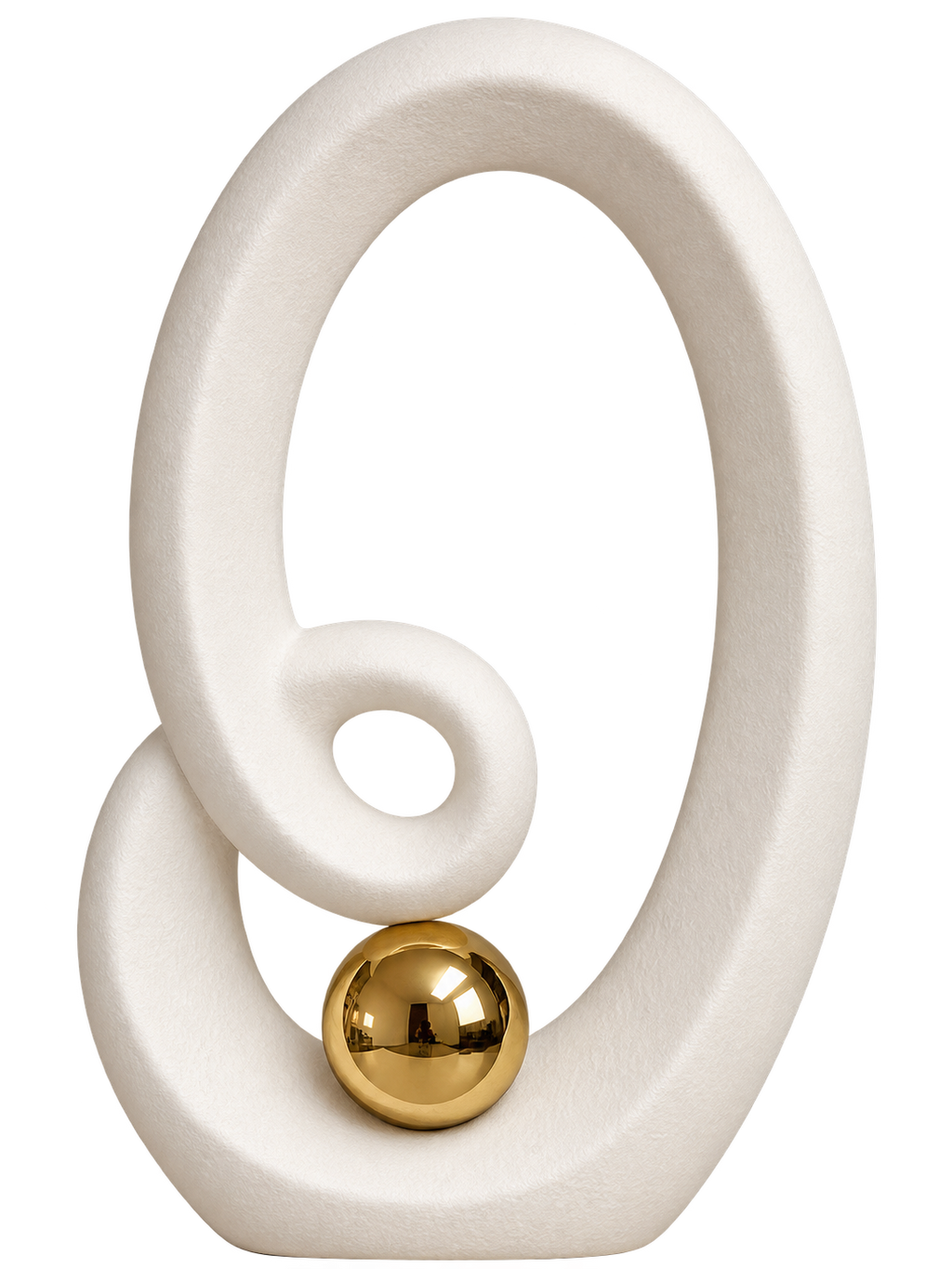 Modern Abstract Loop Sculpture with Gold Sphere – Elegant Contemporary Home Décor