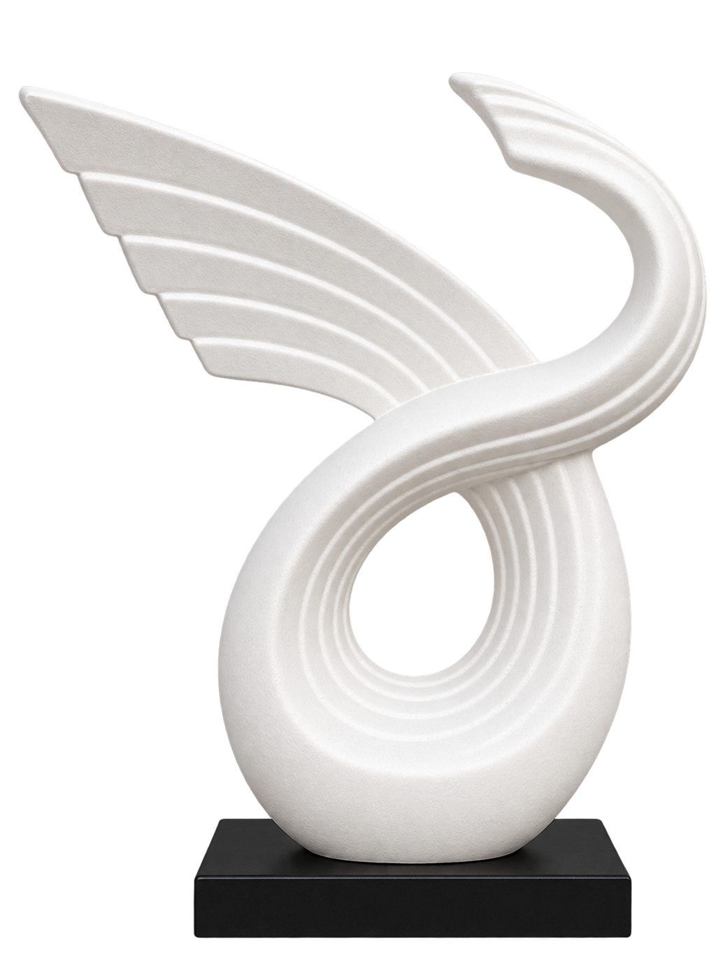 Modern White Angel Wing Decorative Sculpture with Black Base