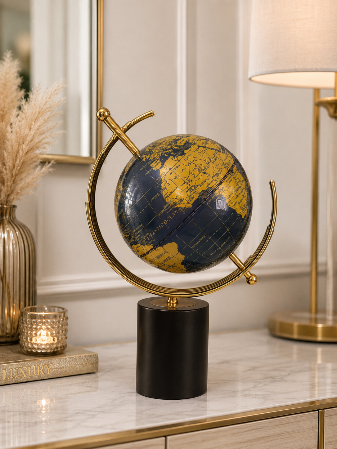 Luxury Vintage World Globe Decorative Tabletop Ornament
