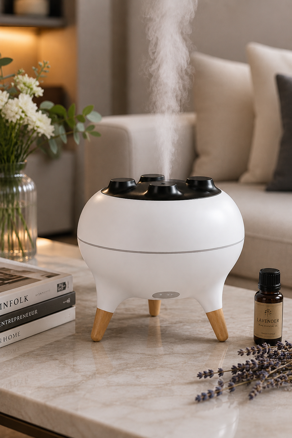 Modern Ultrasonic Aroma Diffuser & Cool Mist Humidifier | USB Essential Oil Diffuser with Quiet Operation