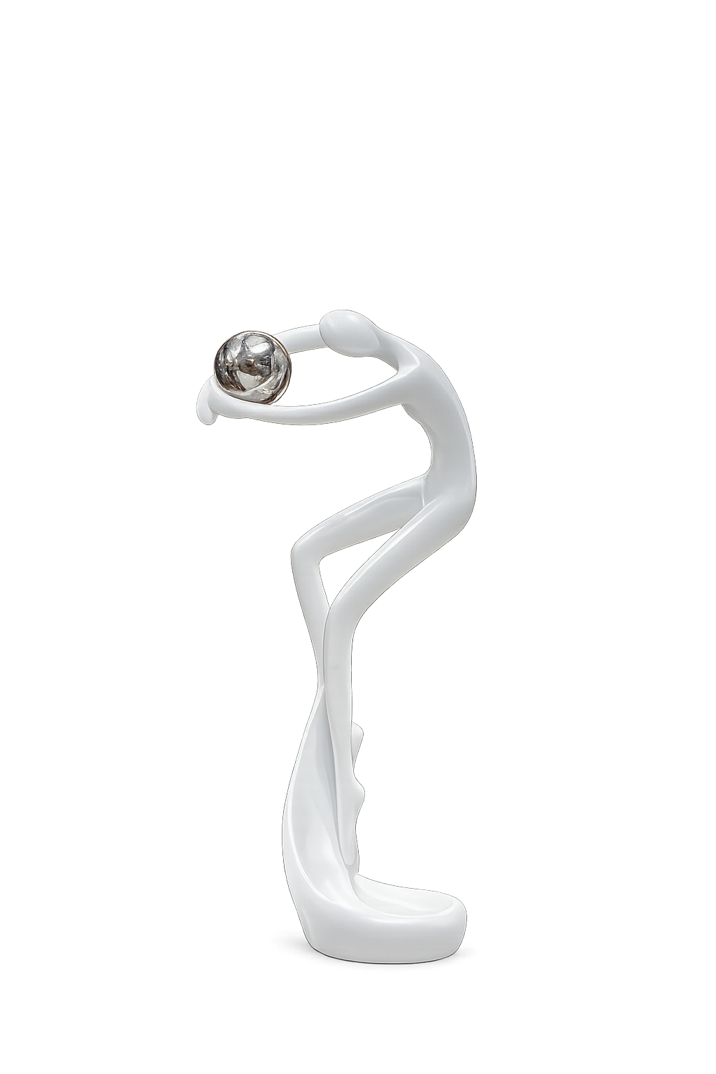 Modern Abstract Motive Man Sculpture with Metal Ball | Luxury Resin Home Décor