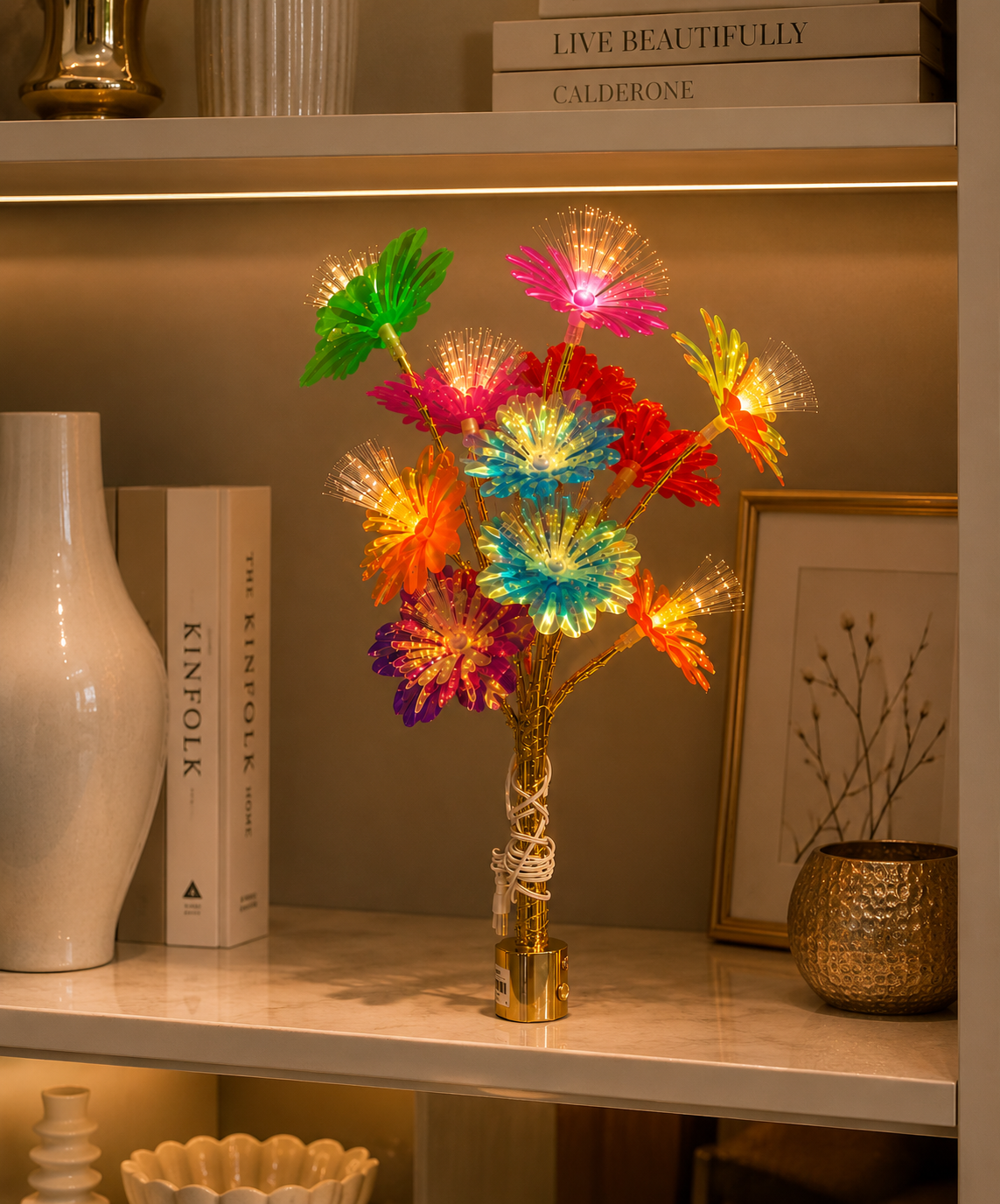 LED Fiber Optic Flower Lamp – Colorful Decorative Table Light for Home Décor