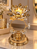 Luxury Crystal Lotus Candle Holder – Gold Decorative Table Centerpiece