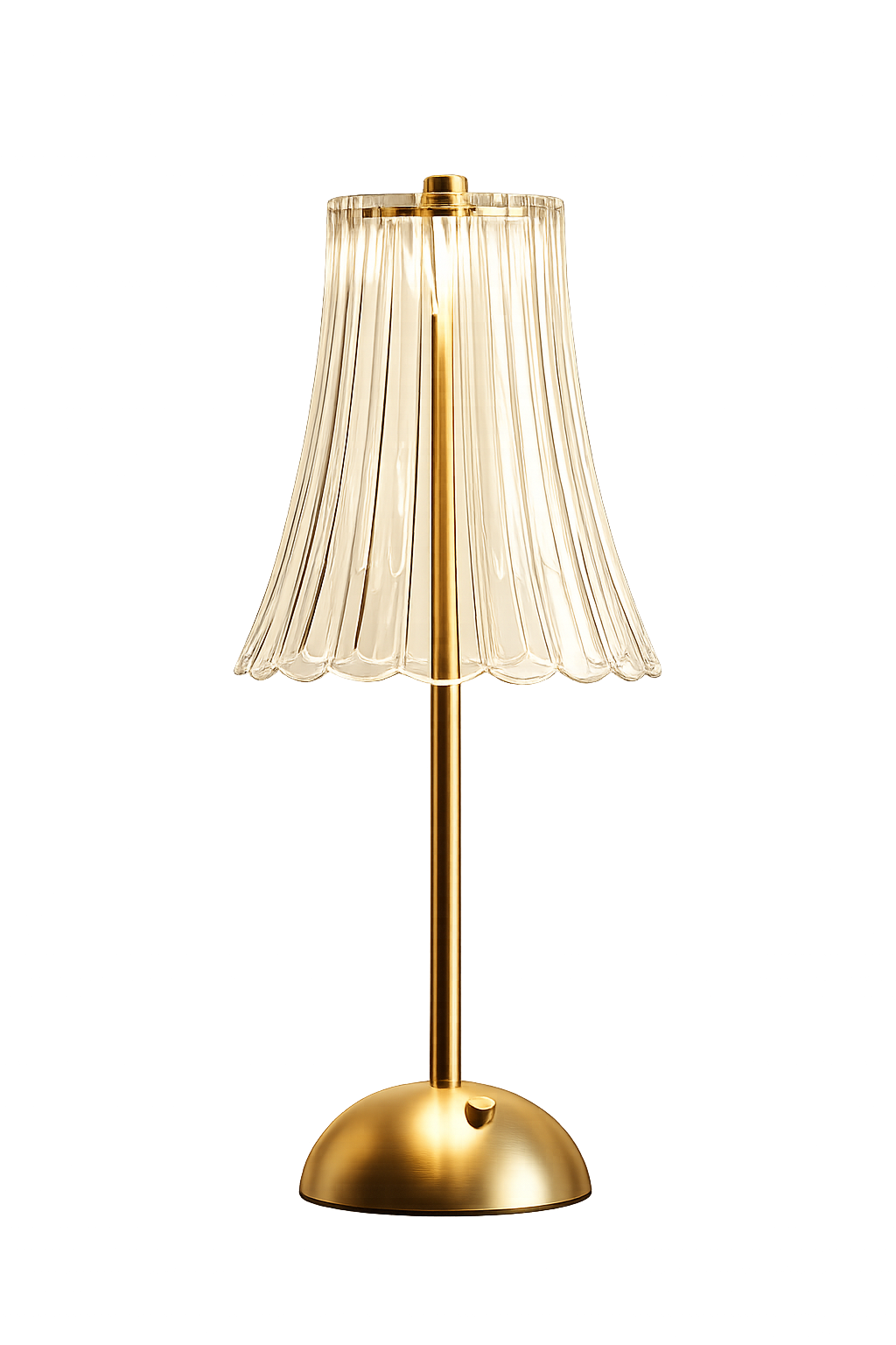 Modern Gold LED Table Lamp with Acrylic Pleated Shade | Luxury Rechargeable Desk Lamp