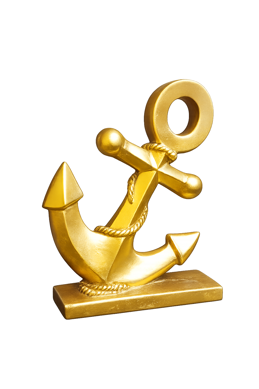 Luxury Gold Anchor Decorative Sculpture | Modern Nautical Resin Tabletop Accent | Home & Office Decor
