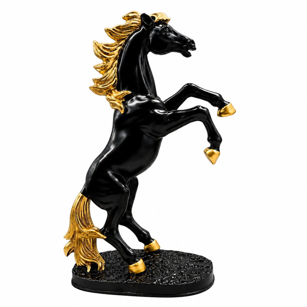 Household Horse Sculpture Resin Standing Horse Decoration Lifelike Stable Desktop Ornament Home Office Pine Decoration
