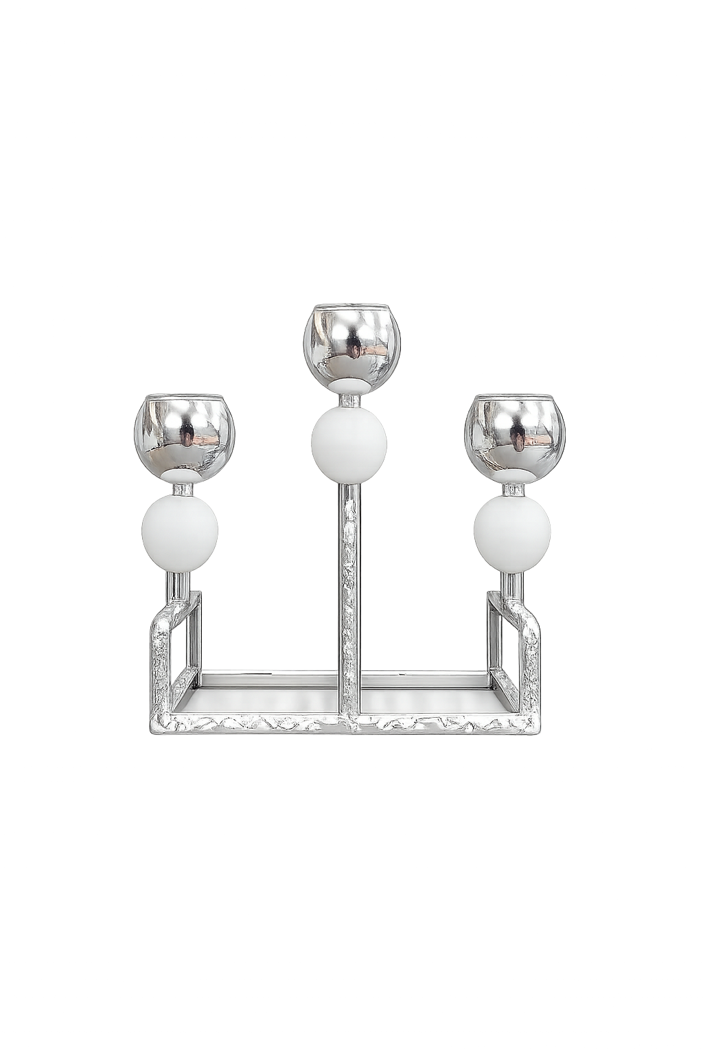 Luxury 3-Arm Silver Candle Holder | Modern Decorative Taper Candle Stand