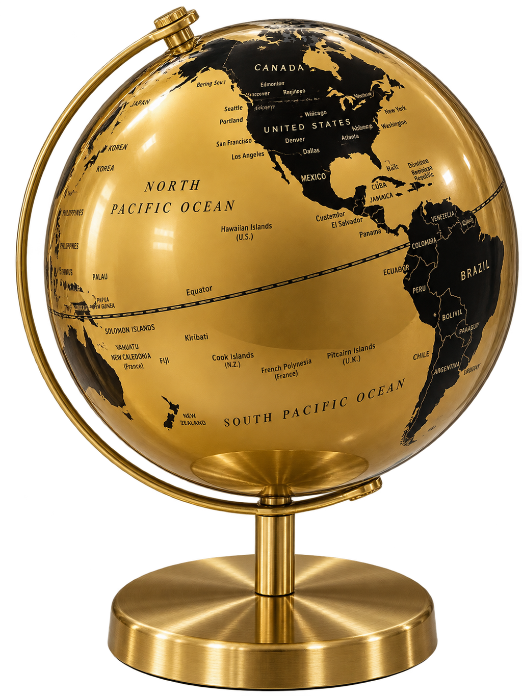 Luxury Gold & Black Rotating World Globe – Premium Tabletop Decorative Globe