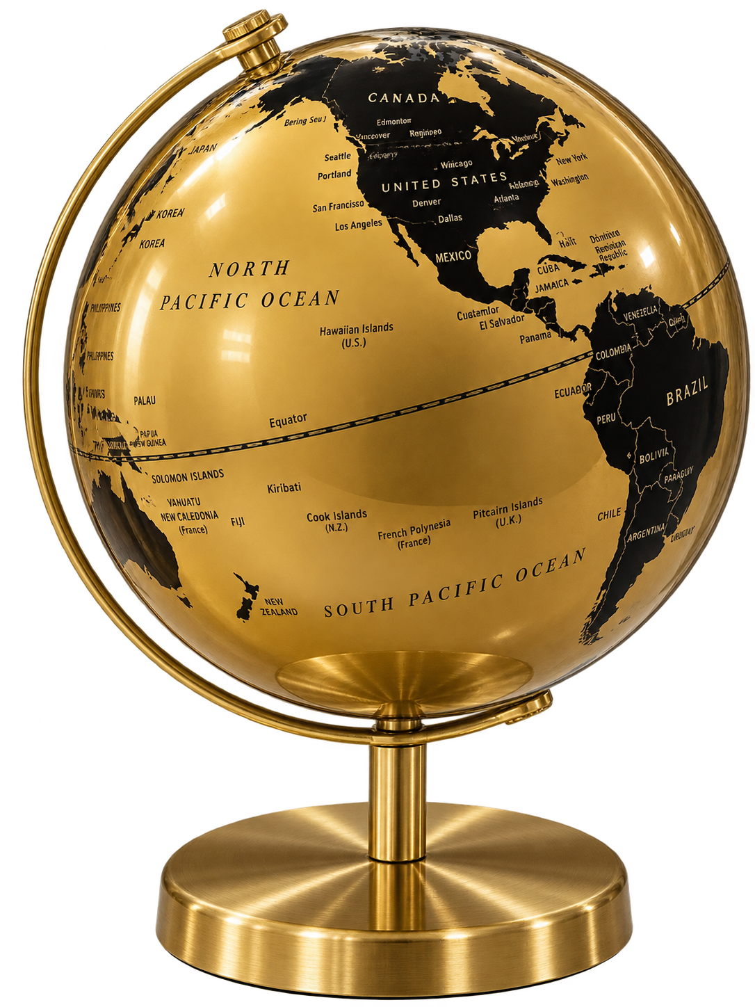 Luxury Gold & Black Rotating World Globe – Premium Tabletop Decorative Globe