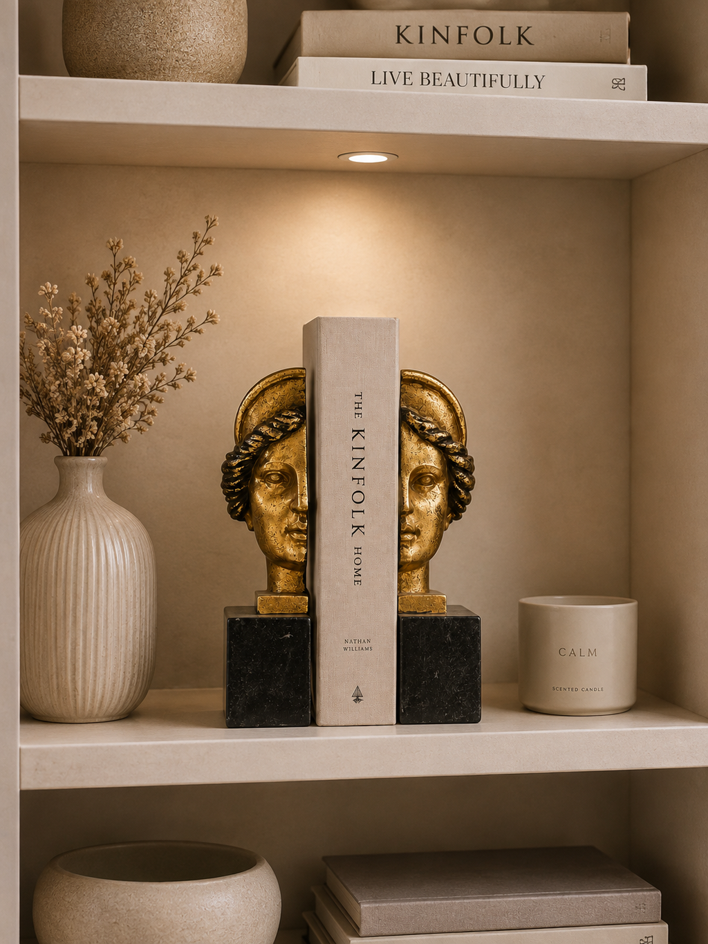 Luxury Greek Goddess Head Bookends – Set of 2 Decorative Resin Book Holders