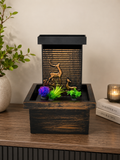 Rustic Deer Tabletop Water Fountain | Decorative Indoor Waterfall Fountain for Home & Office