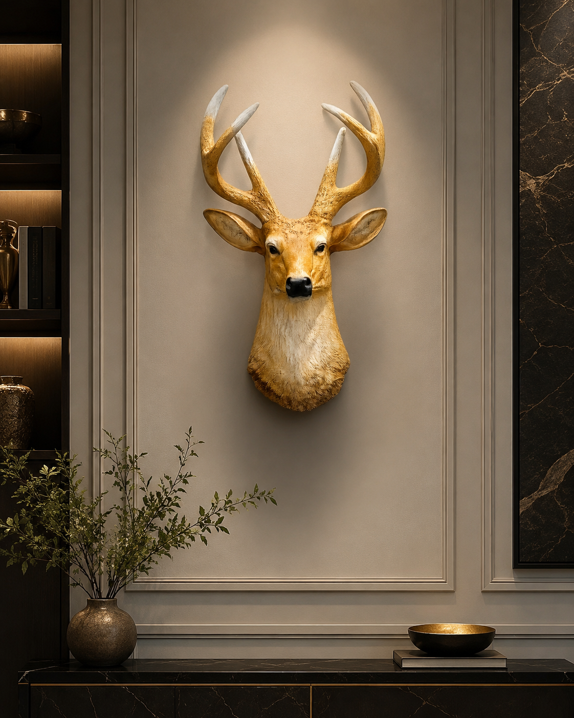 Luxury Deer Head Wall Mount – Premium Resin Stag Wall Décor for Living Room, Office & Entryway