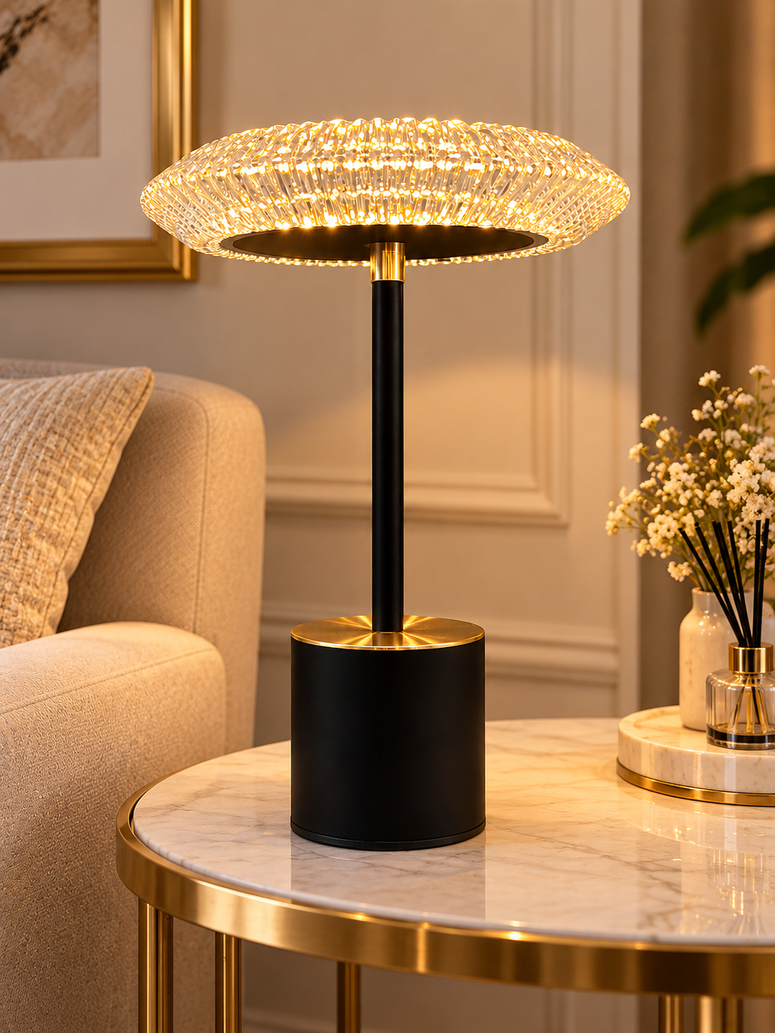 Luxury acrylic LED Table Lamp – Black & Gold Modern Decorative Lamp