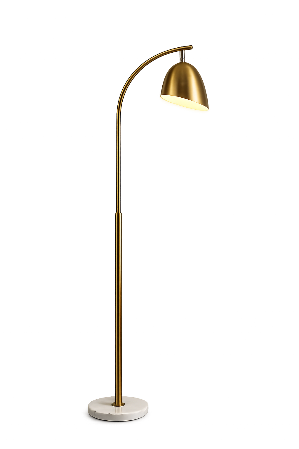 Modern Gold Metal Floor Lamp with Marble Base | Contemporary Standing Reading Lamp | Luxury Living Room & Bedroom Light