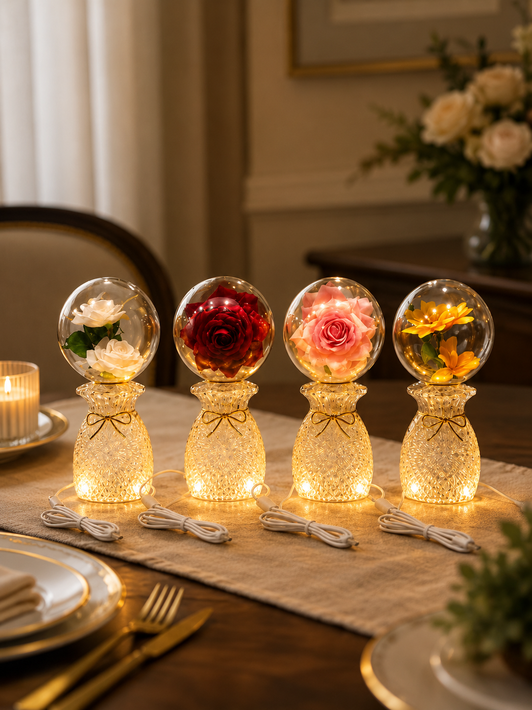 Enchanted Eternal Rose Acrylic Globe Lamp – Luxury LED Night Light