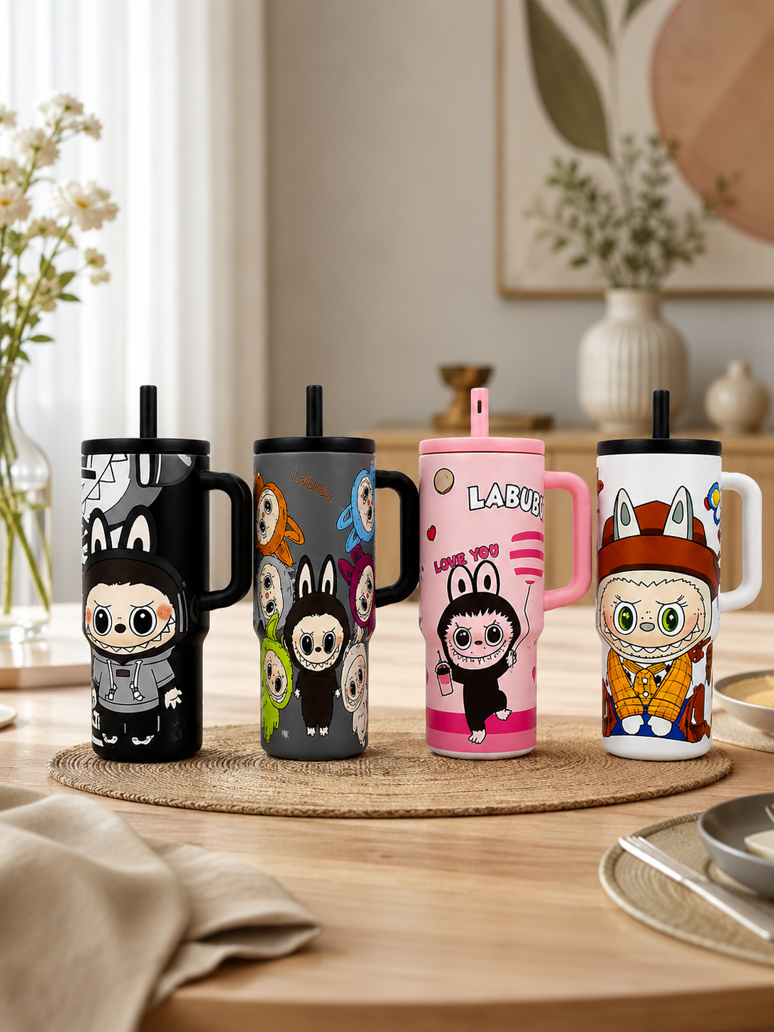 Labubu Summer Chill: Premium SUS 304 Insulated Tumbler with Straw & Handle