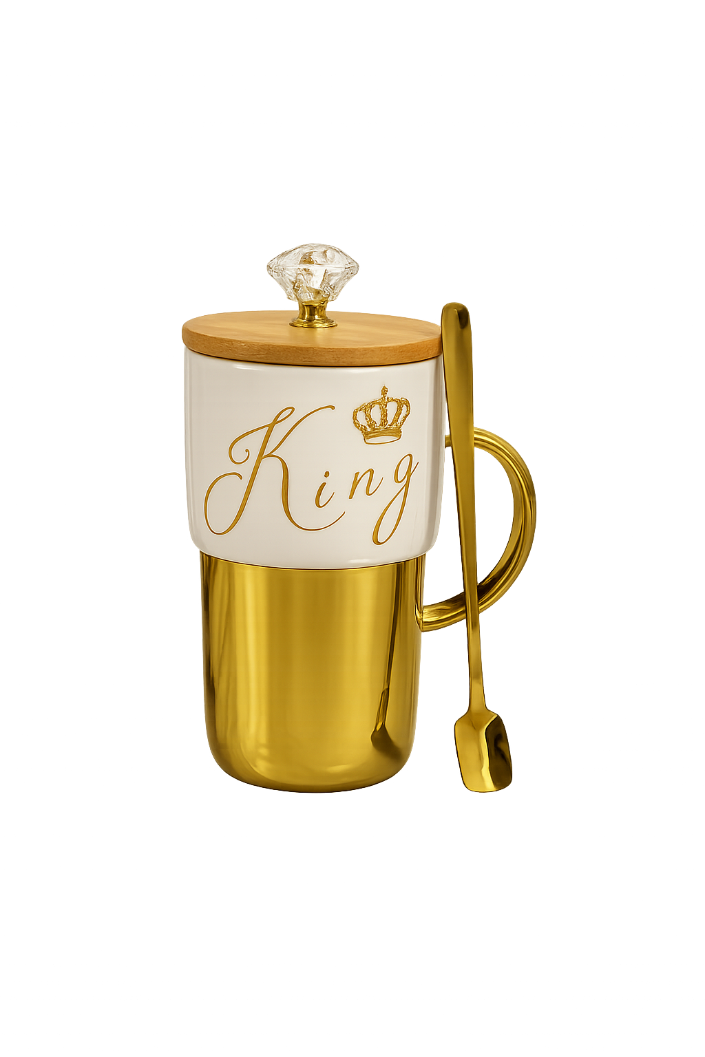 Premium King Crown Ceramic Tea Mug – Elegant Metallic Gold Dual-Tone Drinkware