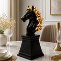 Fiber Horse Royal Walking Horse Statue – 5-Inch Premium Black & Gold Resin Art Piece For Elegant Home Decor, Office Desk & Luxury Gifting