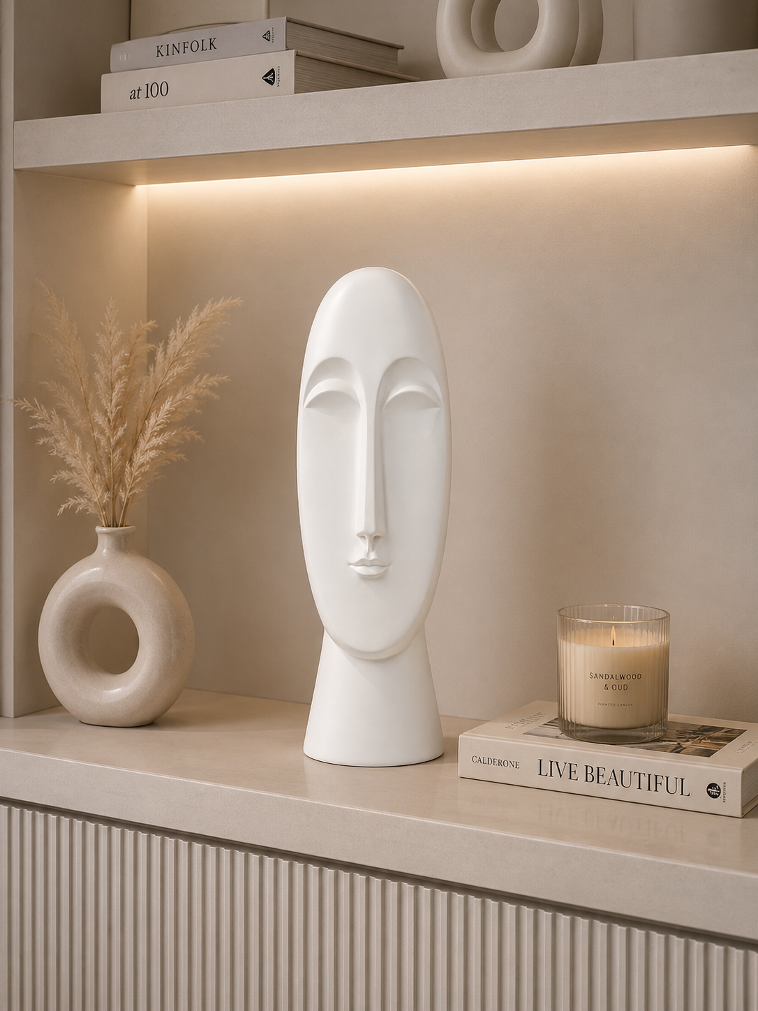 Abstract Face Sculpture | Modern Minimalist Resin Face Statue | Luxury Home Décor Ornament