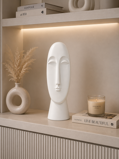 Abstract Face Sculpture | Modern Minimalist Resin Face Statue | Luxury Home Décor Ornament
