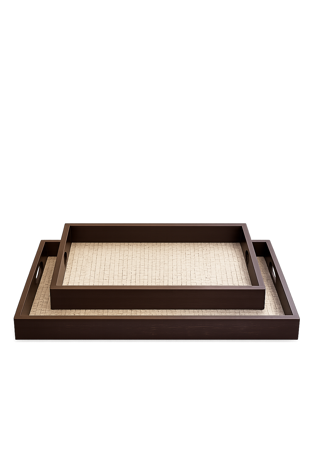 Luxury Wooden Serving Tray Set | Decorative Nesting Coffee Table Trays | Ottoman & Vanity Organizer (Set of 2)