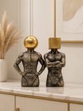 Modern Abstract Thinker Sculpture Set – Geometric Head Resin Showpieces for Home & Office Décor (Set of 2)