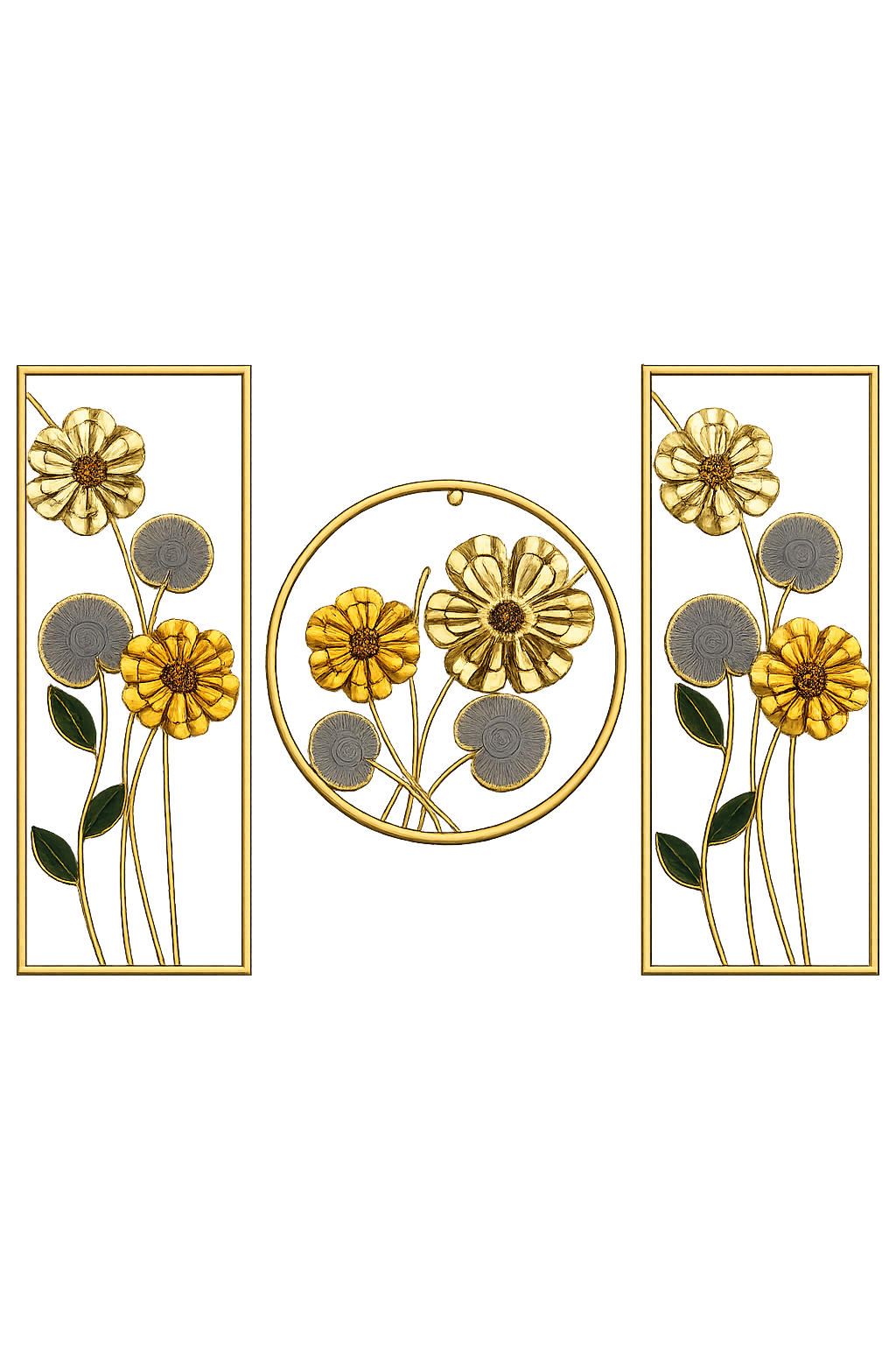 Luxury 3-Piece Metal Floral Wall Art Set | Gold Flower Wall Decor for Living Room, Bedroom & Hallway