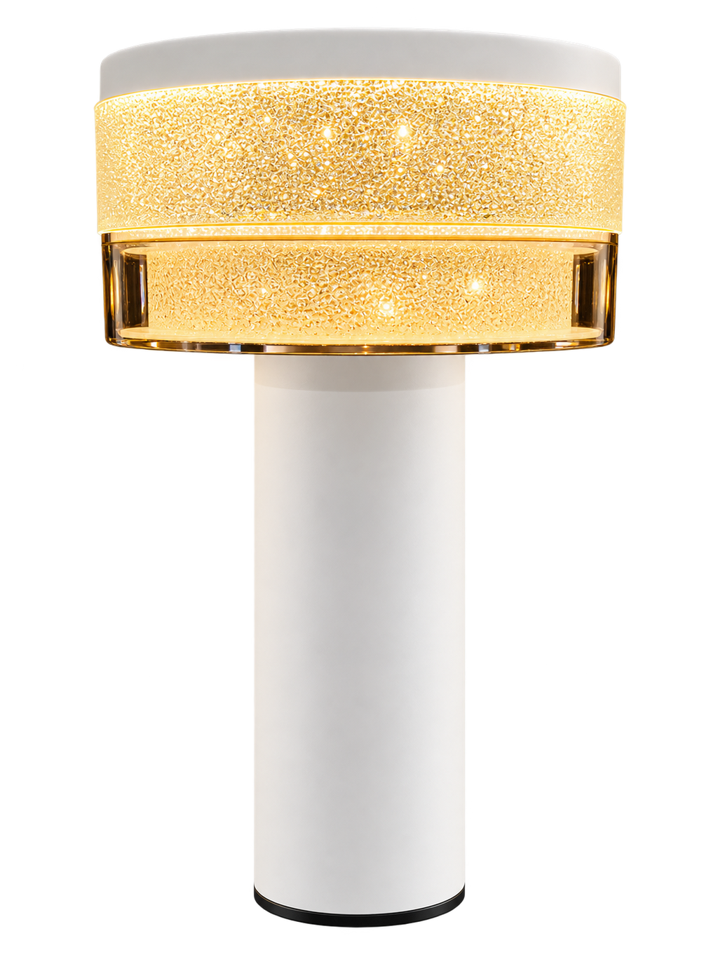 Modern White & Gold LED Table Lamp – Luxury Textured Light