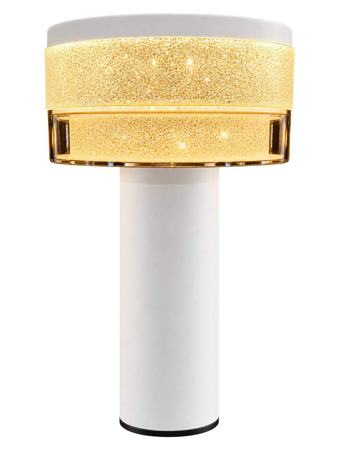 Modern White & Gold LED Table Lamp – Luxury Textured Light
