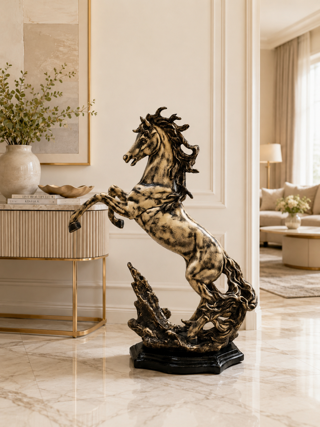 Luxury Rearing Horse Statue | Large Resin Horse Sculpture | Premium Home & Office Décor