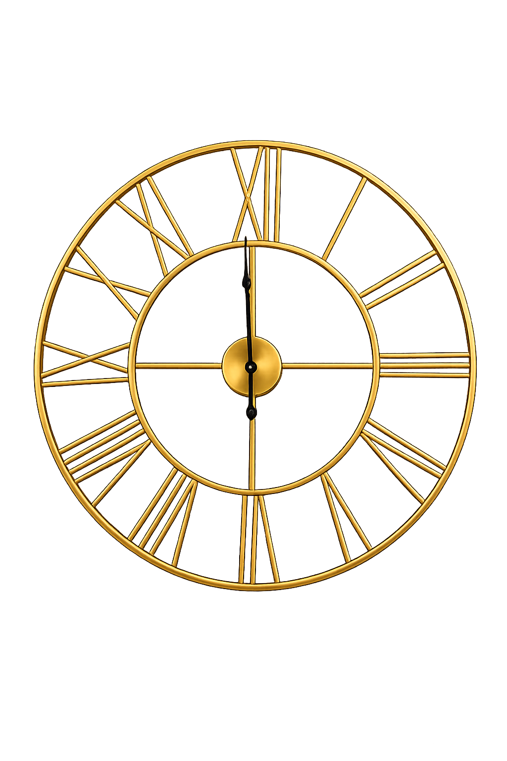 Luxury Gold Roman Numeral Metal Wall Clock – Modern Minimalist Decorative Wall Décor for Living Room, Bedroom & Office