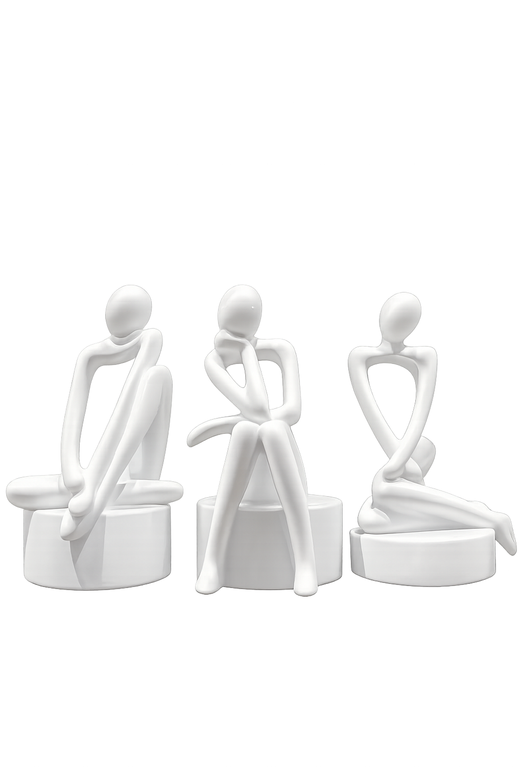Modern Abstract White Thinker Sculpture Set – Minimalist Resin Decorative Showpieces for Home & Office (Set of 3)