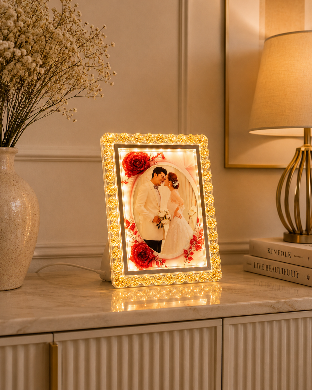 Luxury Crystal LED Photo Frame – Decorative Light-Up Picture Frame for Home Décor & Gifts
