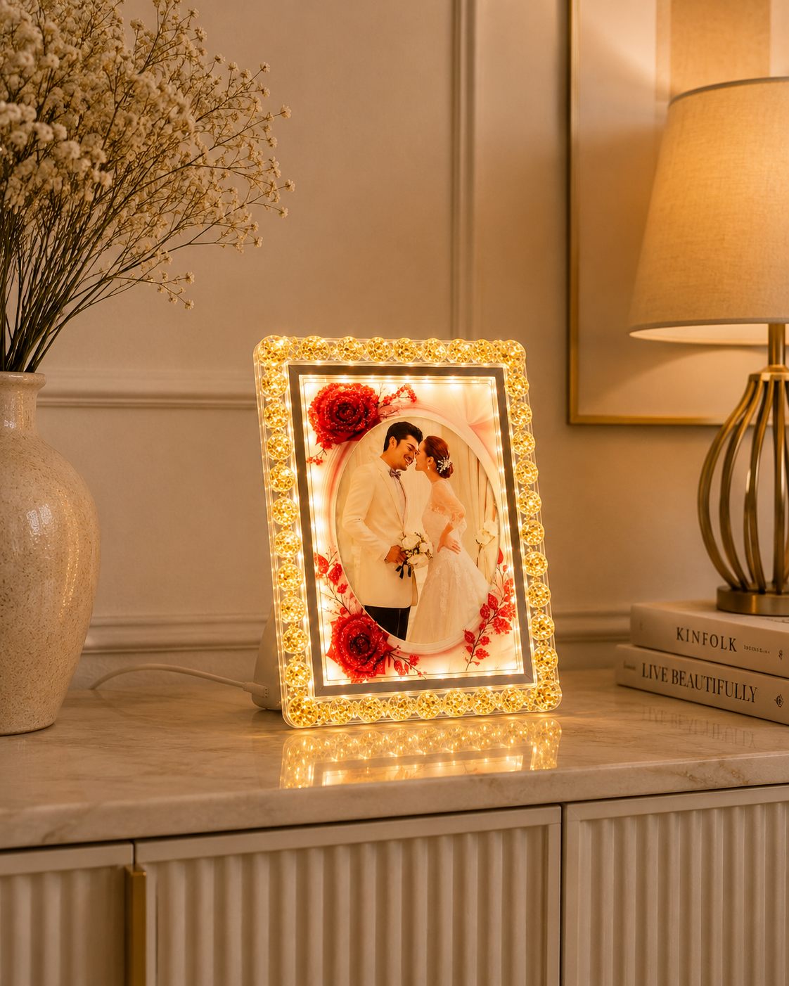 Luxury Crystal LED Photo Frame – Decorative Light-Up Picture Frame for Home Décor & Gifts