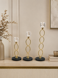 Luxury Gold Crystal Loop Candle Holder Set (Set of 3)