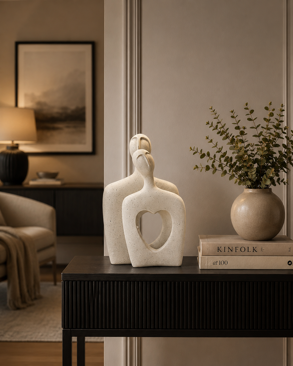 Couple Love Sculpture Set | Modern Resin Home Décor Showpiece