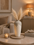 Luxury White Textured Ceramic Table Vase | Modern Decorative Flower Vase