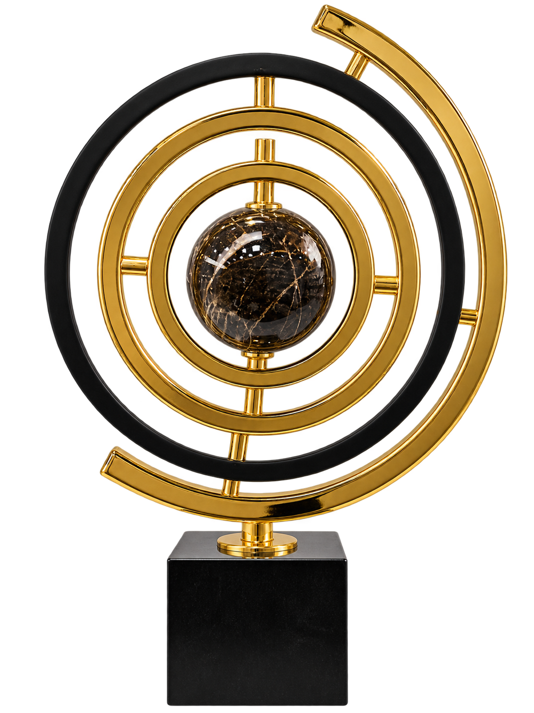 Luxury Gold & Black Geometric Decorative Sculpture – Modern Tabletop Ornament
