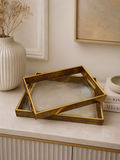 Luxury Gold Decorative Serving Tray Set (2 Pieces)