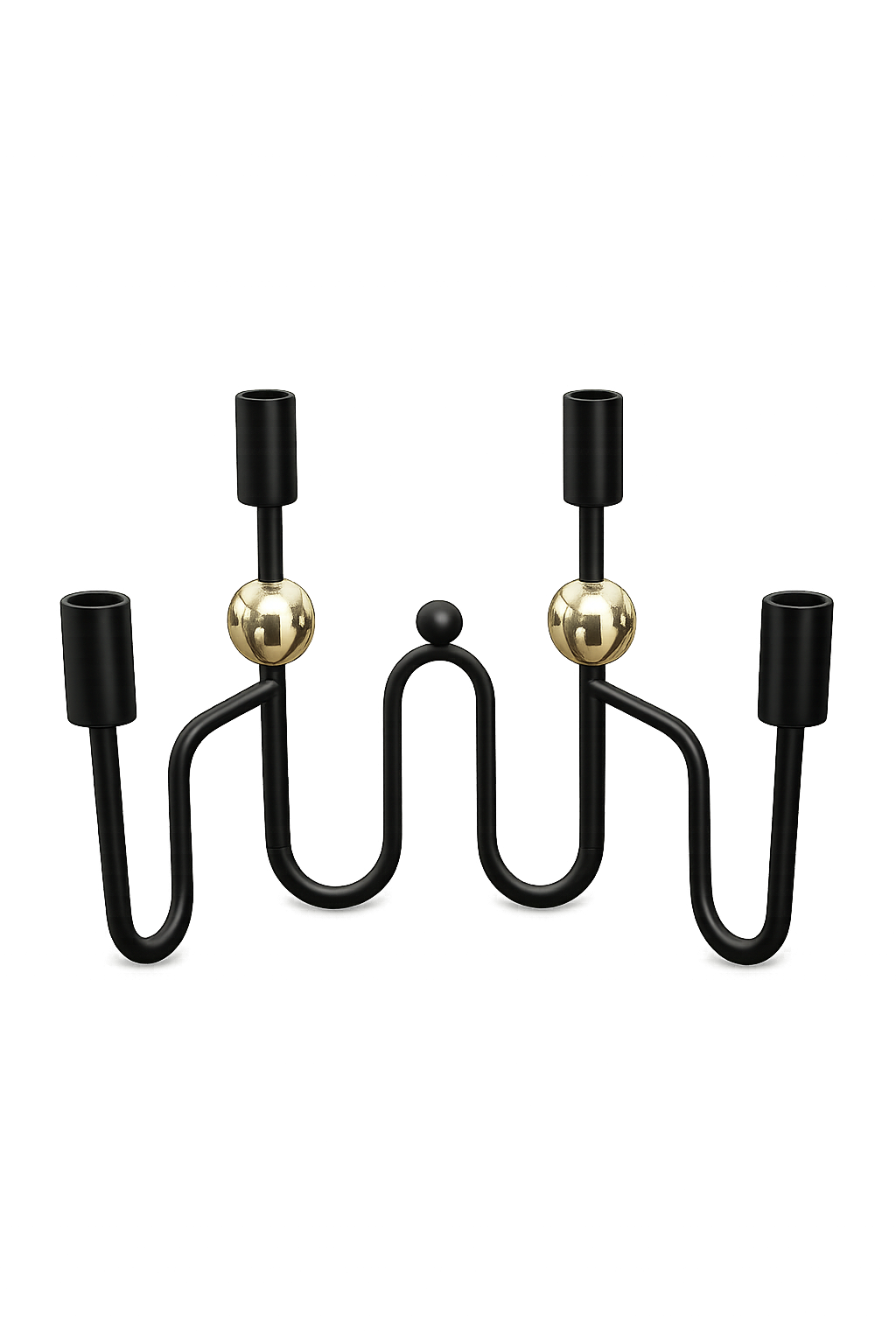 Modern Black Metal 4-Arm Candelabra Candle Holder – Decorative Taper Candle Stand