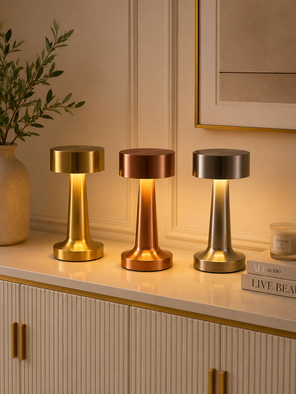 Modern Luxury LED Table Lamp – Gold, Rose Gold & Silver Color Options